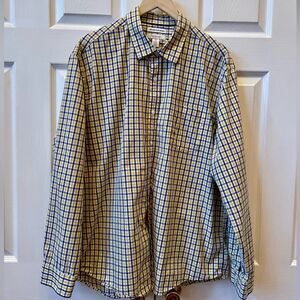 Amazon Essentials Men's Blue and Yellow Plaid Shirt XXL